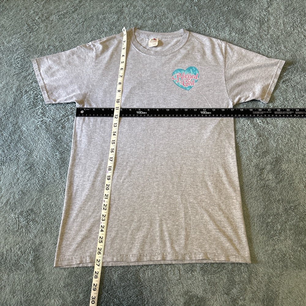 Blessed Girl Gray Graphic T-Shirt "You Are Loved" Floral Cross Size S - Picture 7 of 7